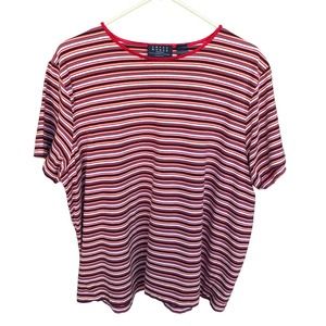 Crazy Horse Shirt Womens Size 2 Red Striped Short Sleeve